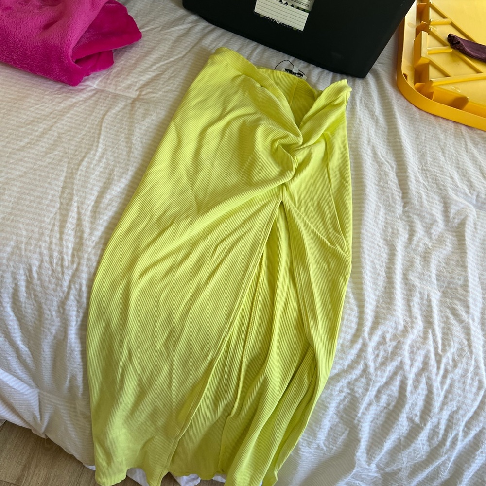 Fashion Nova Yellow and Pink Maxi Wrap Skirt